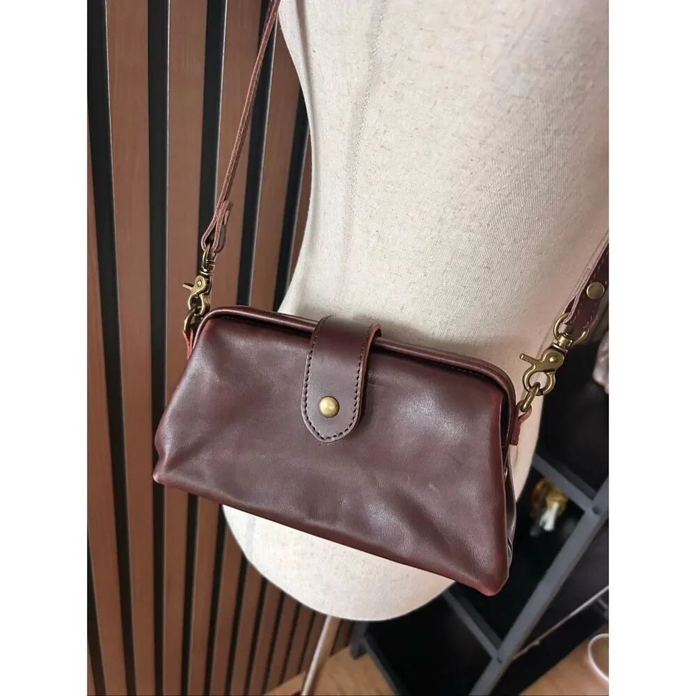 Brown Leather Bag Small Vintage Shoulder Bag crossbody real leather